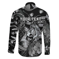 Personalised Maori Romantic Valentine Family Matching Tank Maxi Dress and Hawaiian Shirt The Hongi Kiss Black Galaxy