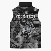 Personalised Maori Romantic Valentine Sleeveless Puffer Jacket The Hongi Kiss Black Galaxy