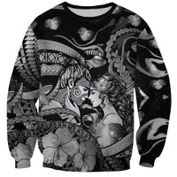 Personalised Maori Romantic Valentine Sweatshirt The Hongi Kiss Black Galaxy