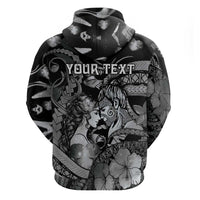 Personalised Maori Romantic Valentine Zip Hoodie The Hongi Kiss Black Galaxy