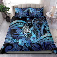 Maori Romantic Valentine Bedding Set The Hongi Kiss Blue Galaxy