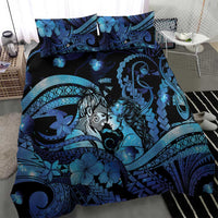 Maori Romantic Valentine Bedding Set The Hongi Kiss Blue Galaxy