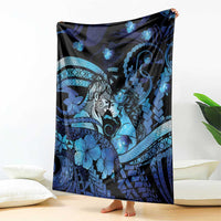 Maori Romantic Valentine Blanket The Hongi Kiss Blue Galaxy