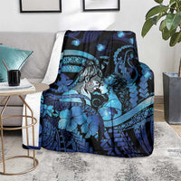 Maori Romantic Valentine Blanket The Hongi Kiss Blue Galaxy
