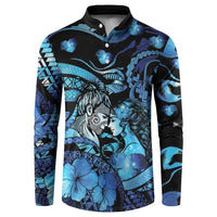 Personalised Maori Romantic Valentine Button Sweatshirt The Hongi Kiss Blue Galaxy