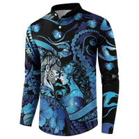 Personalised Maori Romantic Valentine Button Sweatshirt The Hongi Kiss Blue Galaxy