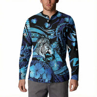 Personalised Maori Romantic Valentine Button Sweatshirt The Hongi Kiss Blue Galaxy