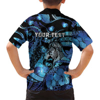 Personalised Maori Romantic Valentine Family Matching Off Shoulder Maxi Dress and Hawaiian Shirt The Hongi Kiss Blue Galaxy DT05 - Polynesian Pride