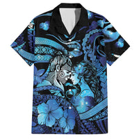 Personalised Maori Romantic Valentine Hawaiian Shirt The Hongi Kiss Blue Galaxy DT05 Blue - Polynesian Pride