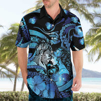 Personalised Maori Romantic Valentine Hawaiian Shirt The Hongi Kiss Blue Galaxy DT05 - Polynesian Pride