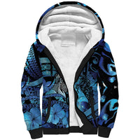 Personalised Maori Romantic Valentine Sherpa Hoodie The Hongi Kiss Blue Galaxy