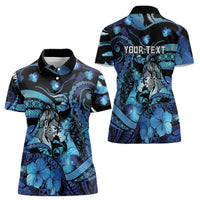 Personalised Maori Romantic Valentine Women Polo Shirt The Hongi Kiss Blue Galaxy