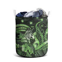 Maori Romantic Valentine Laundry Basket The Hongi Kiss Green Galaxy