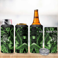 Personalised Maori Romantic Valentine 4 in 1 Can Cooler Tumbler The Hongi Kiss Green Galaxy