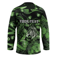 Personalised Maori Romantic Valentine Hockey Jersey The Hongi Kiss Green Galaxy DT05 - Polynesian Pride