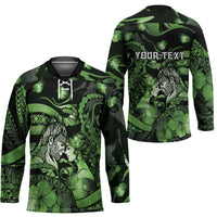 Personalised Maori Romantic Valentine Hockey Jersey The Hongi Kiss Green Galaxy DT05 - Polynesian Pride