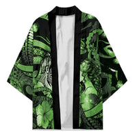 Personalised Maori Romantic Valentine Kimono The Hongi Kiss Green Galaxy