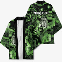 Personalised Maori Romantic Valentine Kimono The Hongi Kiss Green Galaxy