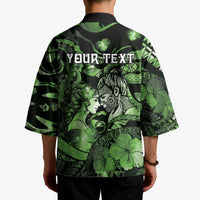 Personalised Maori Romantic Valentine Kimono The Hongi Kiss Green Galaxy