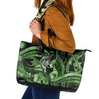 Maori Romantic Valentine Leather Tote Bag The Hongi Kiss Green Galaxy