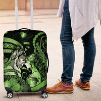 Maori Romantic Valentine Luggage Cover The Hongi Kiss Green Galaxy DT05 Green - Polynesian Pride