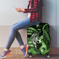 Maori Romantic Valentine Luggage Cover The Hongi Kiss Green Galaxy DT05 - Polynesian Pride
