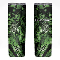 Personalised Maori Romantic Valentine Skinny Tumbler The Hongi Kiss Green Galaxy