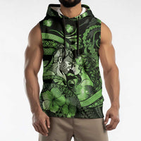 Personalised Maori Romantic Valentine Sleeveless Hoodie The Hongi Kiss Green Galaxy