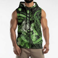 Personalised Maori Romantic Valentine Sleeveless Zip Hoodie The Hongi Kiss Green Galaxy