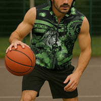 Personalised Maori Romantic Valentine Sleeveless Zip Hoodie The Hongi Kiss Green Galaxy