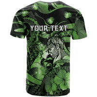 Personalised Maori Romantic Valentine T Shirt The Hongi Kiss Green Galaxy DT05 - Polynesian Pride