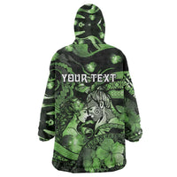 Personalised Maori Romantic Valentine Wearable Blanket Hoodie The Hongi Kiss Green Galaxy