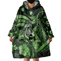 Personalised Maori Romantic Valentine Wearable Blanket Hoodie The Hongi Kiss Green Galaxy