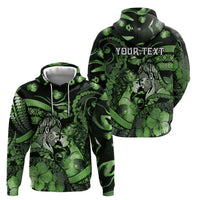 Personalised Maori Romantic Valentine Zip Hoodie The Hongi Kiss Green Galaxy
