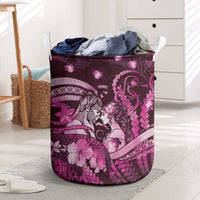 Maori Romantic Valentine Laundry Basket The Hongi Kiss Pink Galaxy