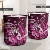 Maori Romantic Valentine Laundry Basket The Hongi Kiss Pink Galaxy