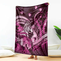 Maori Romantic Valentine Blanket The Hongi Kiss Pink Galaxy