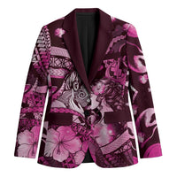 Personalised Maori Romantic Valentine Blazer The Hongi Kiss Pink Galaxy