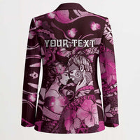 Personalised Maori Romantic Valentine Blazer The Hongi Kiss Pink Galaxy