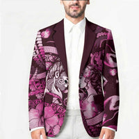 Personalised Maori Romantic Valentine Blazer The Hongi Kiss Pink Galaxy