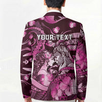 Personalised Maori Romantic Valentine Blazer The Hongi Kiss Pink Galaxy