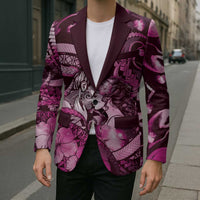 Personalised Maori Romantic Valentine Blazer The Hongi Kiss Pink Galaxy