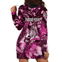 Personalised Maori Romantic Valentine Hoodie Dress The Hongi Kiss Pink Galaxy