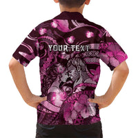 Personalised Maori Romantic Valentine Kid Hawaiian Shirt The Hongi Kiss Pink Galaxy DT05 - Polynesian Pride