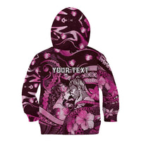 Personalised Maori Romantic Valentine Kid Hoodie The Hongi Kiss Pink Galaxy
