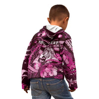 Personalised Maori Romantic Valentine Kid Hoodie The Hongi Kiss Pink Galaxy