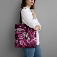 Maori Romantic Valentine Tote Bag The Hongi Kiss Pink Galaxy