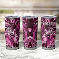 Personalised Maori Romantic Valentine Tumbler Cup The Hongi Kiss Pink Galaxy