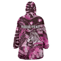 Personalised Maori Romantic Valentine Wearable Blanket Hoodie The Hongi Kiss Pink Galaxy