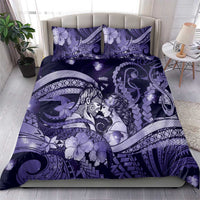 Maori Romantic Valentine Bedding Set The Hongi Kiss Purple Galaxy